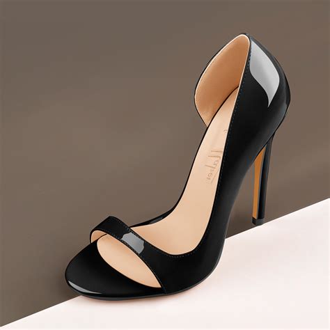 Black Open Toe Side Cut Stiletto High Heel Sandals Onlymaker