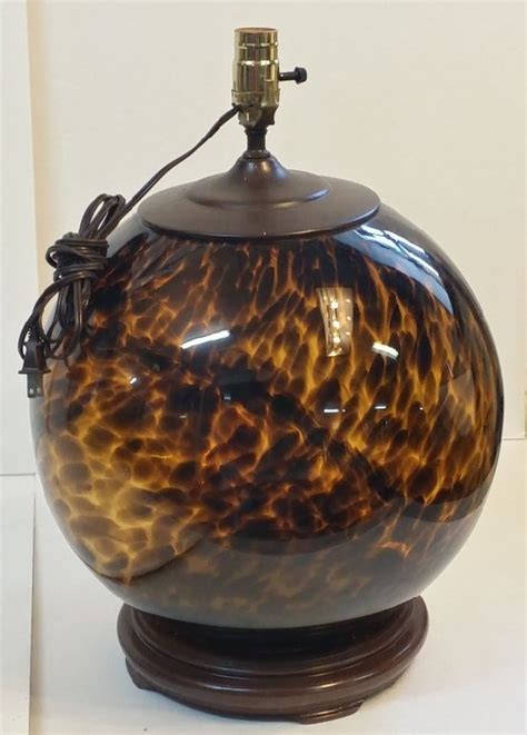 Large Vintage Tortoise Shell Glass Ball Lamp Lot 73