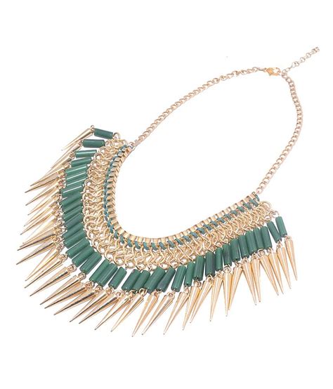 Joyeria Milan Contemporary Spike Chain Green Bead Necklace Buy
