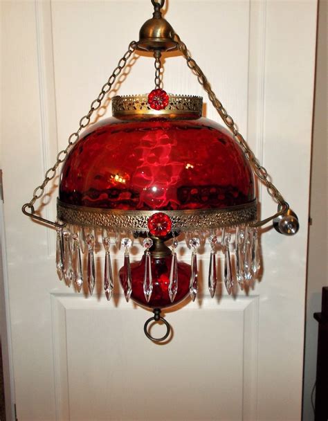 Antiques Ts Antique Victorian Red Cranberry Glass Hanging