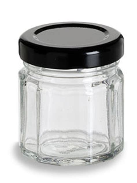 Multifaceted Glass Jar With Black Lid 15 Oz Specialty Bottle