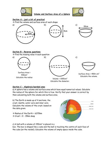 Sphere Volume And Surface Area Worksheet