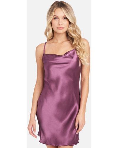 Purple Satin Slip Dresses For Women Up To Off Lyst