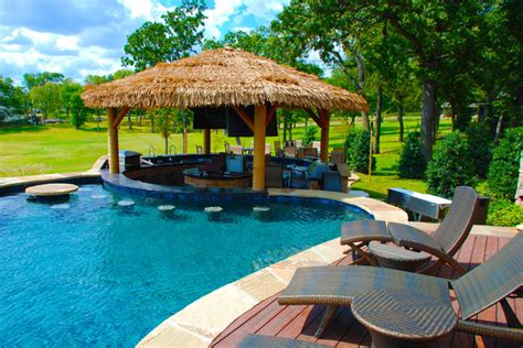 Outdoor Bar Area With Palapa Tropical Pool Dallas By Allison