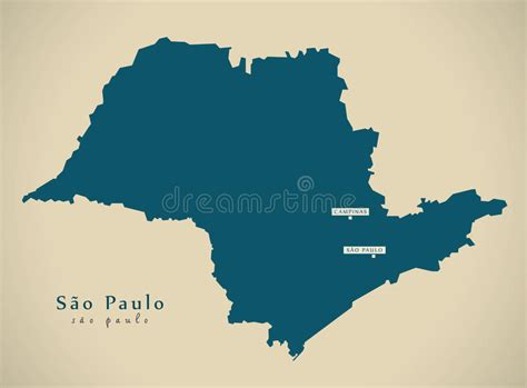 Mapa Administrativo Y Político De Sao Paulo Con La Bandera Ilustración