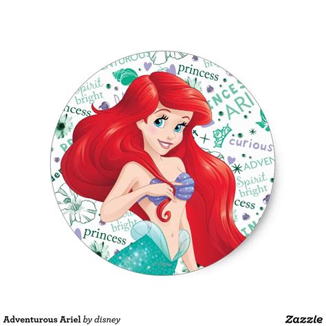 Adventurous Ariel Classic Round Sticker Disney Ariel