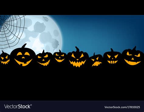 Halloween Banner With Pumpkins And Moon Royalty Free Vector