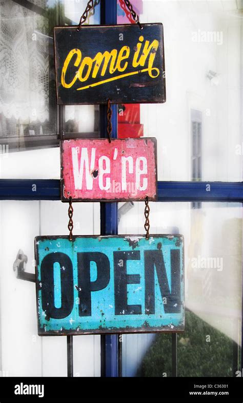Come In Were Open Sign Stock Photo Alamy