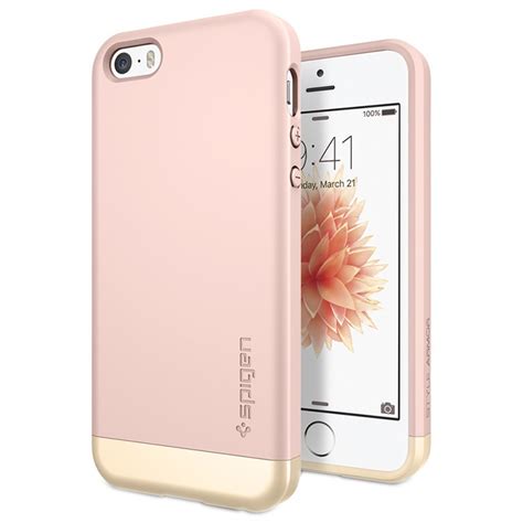 For iphone 5 case rose gold silicone tpu soft gel slim girls back phone cover. iPhone 5/5S/SE Spigen Style Armor Case - Rose Gold