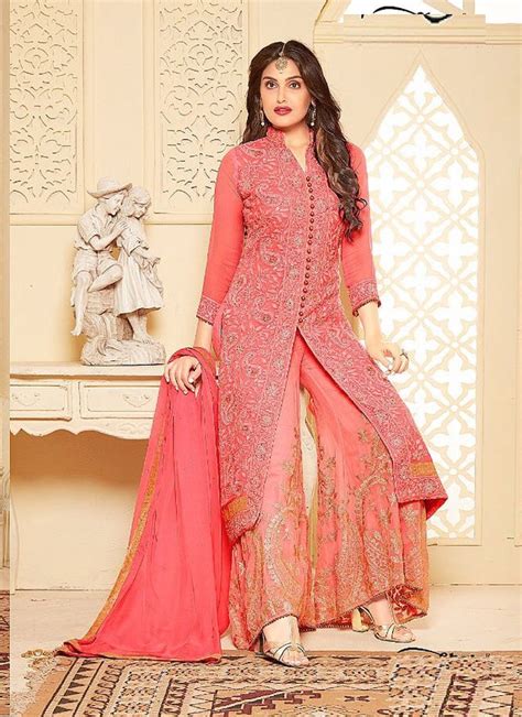 Designer Pink Chiffon Palazzo Suit Pakistani Wedding Dresses Etsy