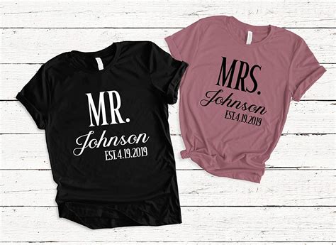 Mr And Mrs Personalized Bride And Groom Matching T Shirts