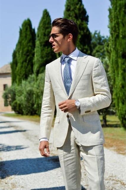 Buy Tailor Made Linen Beige Men Suits Slim Fit Groom Prom Dress Blazer Casual
