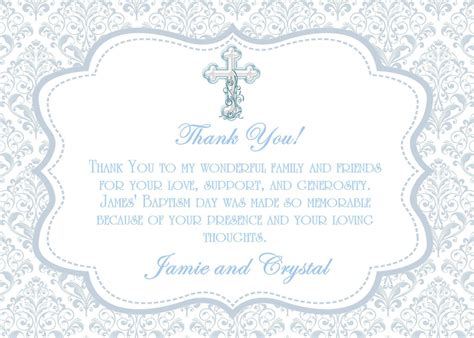 Modern Cross Boy Baptism Thank You Cards Premium Ph