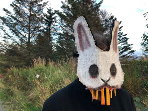 Creepy White Rabbit Mask Scary Masquerade Mask Burlap Evil Etsy