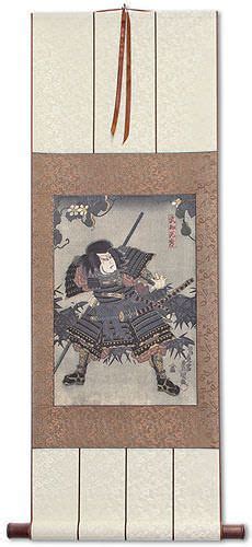 Samurai Saitogo Kunitake Japanese Woodblock Print Repro Wall Scroll