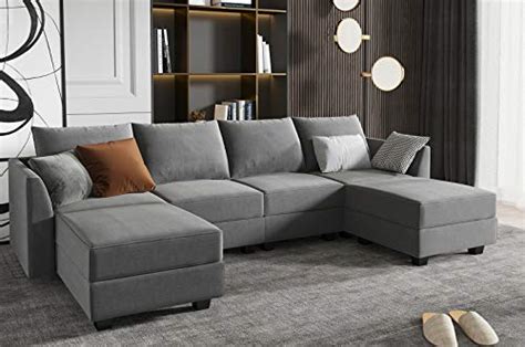 Honbay Convertible Modular Sectional Sofa U Shaped Couch With