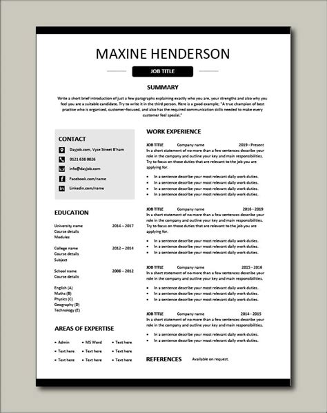 Free Cv Examples Templates Creative Downloadable Fully Editable