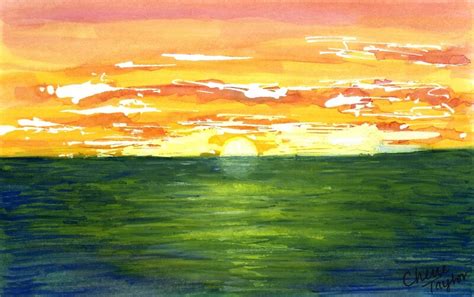 Ocean Sunset Painting By Cherie Taylor Redbubble