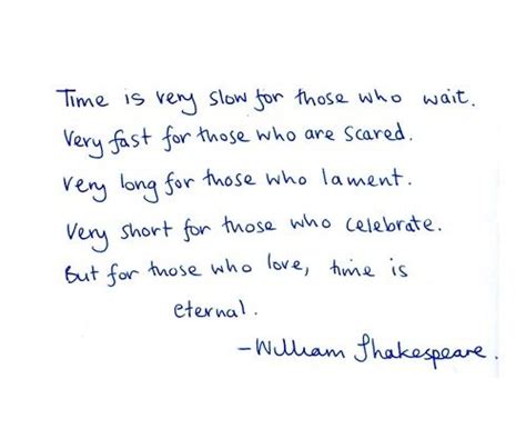 A list of the best shakespearean quotes. "Time is very slow for those who wait, very fast for those who are scared, very long for those ...