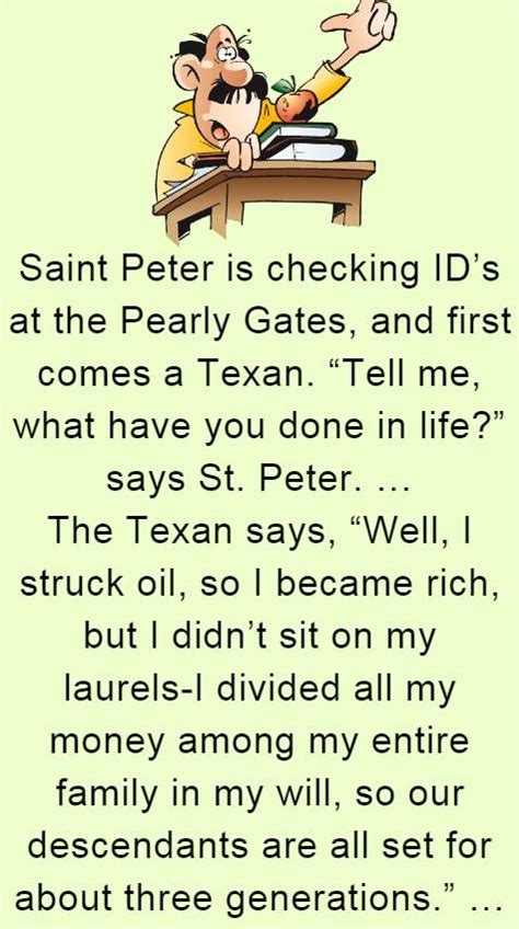 Saint Peter Is Checking Ids At The Pearly Gates Good Jokes Funny Jokes Saint Peter What