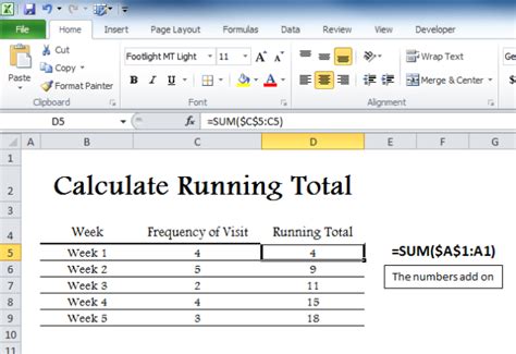 Calculate Running Total My Excel Templates