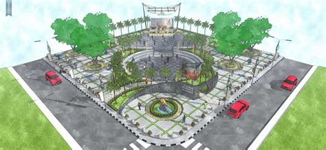 Desain Taman Kota Sketchup