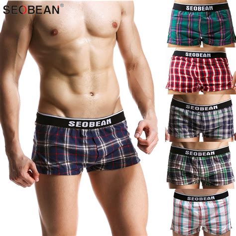 Seobean Mens Underwear Boxer Shorts 100 Cotton Men Trunks Boxers Sexy