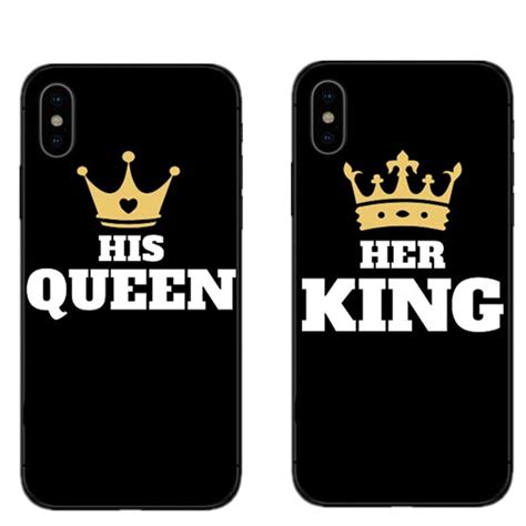 Buy His Queen His King Couples Letter Crown Black Soft Silicone Phone Case For
