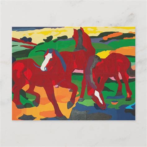 Franz Marc Red Horses Postcard Zazzle