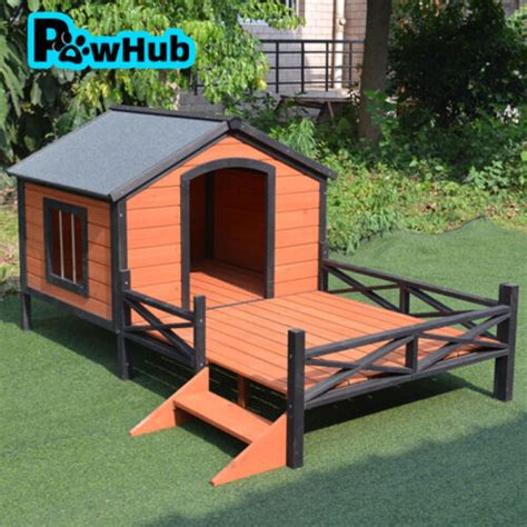 Pawhub Dog House Kennel Pet Timber Wooden With Decking Patio Stair Ebay