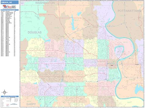 Omaha Nebraska Wall Map Color Cast Style By Marketmaps