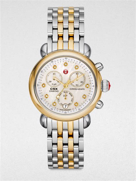 Michele Twotone Stainless Steel Chronograph Watch In Gold Lyst