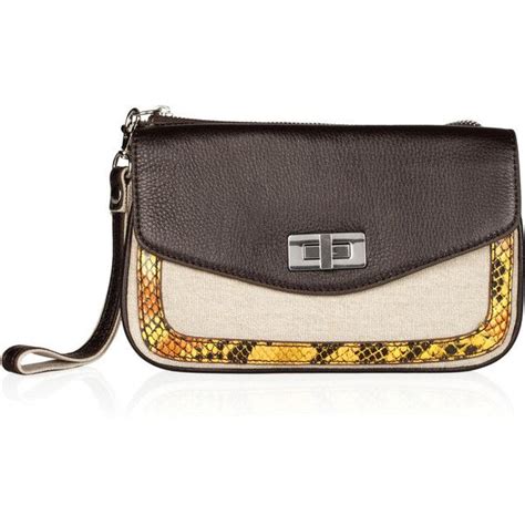 Bcbgmaxazria Sloan Snake Print Leather And Burlap Clutch Liked On