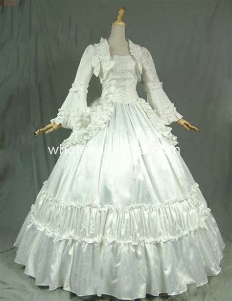 19th Century Solid White Victorian Ball Gown Dress Reenactment Stage