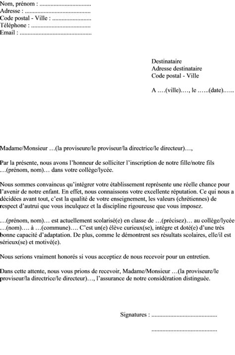 Dans ce dossier on me demande de faire un lettre de motivation et je ne sais pas trop quoi écrire alors je vous en supplie aidez moi car je doit la rendre en fin de merci, ^^ eh bien déjà j'aimerai par dessus tout y aller car c'est un bon lycée privé et qu'on y enseigne des choses assez intéressantes. Exemple lettre de motivation demande d'inscription au ...