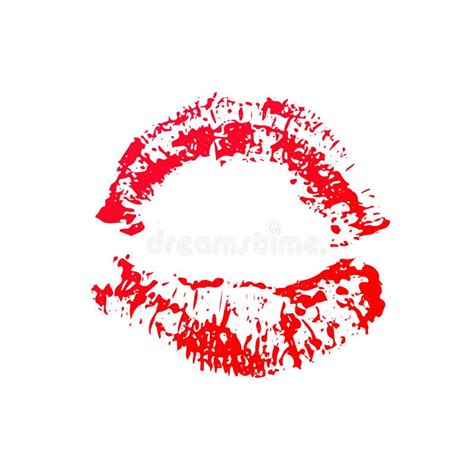 Red Lipstick Kiss On White Background Imprint Of The Lips Valentines
