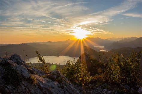 Sunset Over The Mountains Landscape In Salzburg Austria Image Free