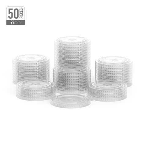 Cosmoplast Plastic Flat Lids 97 Mm For Plastic Cups 16 Oz 50 Pcs