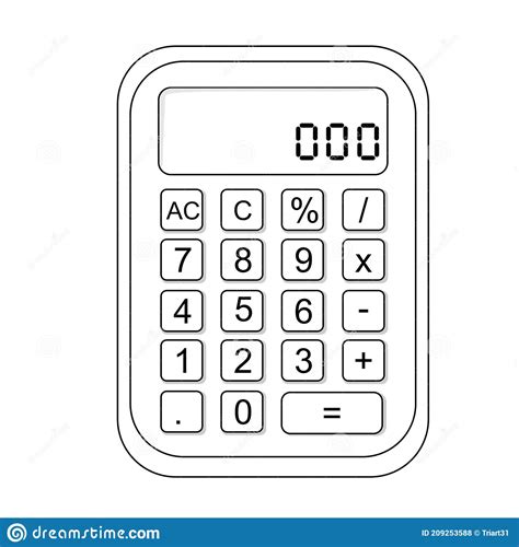 Illustration Of A Calculator Black And White Vector Illustration For A