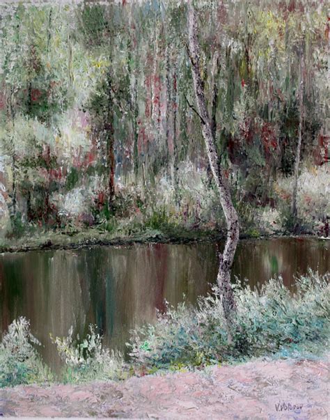 Forest Lake Oil Painting By Vladimir Volosov