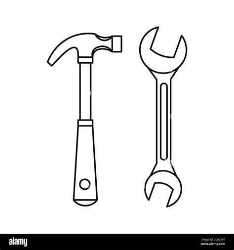 Hammer And Wrench Icon Outline Style Stock Vector Image And Art Alamy
