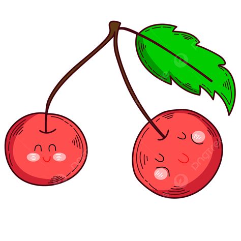 Cherry Emoji Clipart Transparent Background Cartoon Cute Fruit Sticker