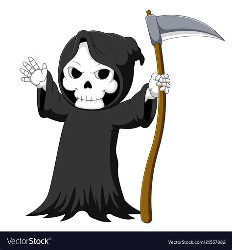 Cute Cartoon Grim Reaper With Scythe Royalty Free Vector