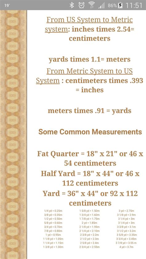 How To Convert Us Yardsinches To Metric Mcm Chart For Sewing Metric