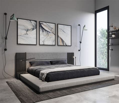 Super Low Profile Upholstered King Bed Frame Ultra Modern Bedroom Furniture Inspiration Built In