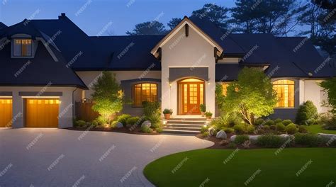 Premium Ai Image Beautiful Home Exterior In Evening