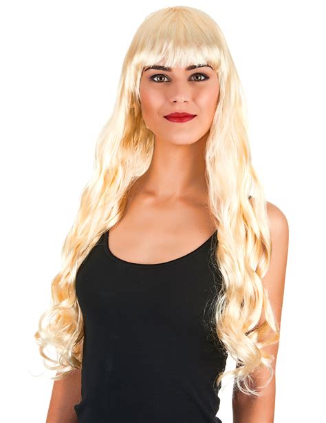 lange blonde pruik met franje voor vrouwen pruiken en goedkope carnavalskleding vegaoo