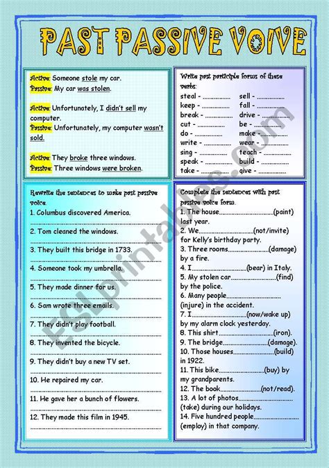 Past Passive Voice ESL Worksheet By Ania Z