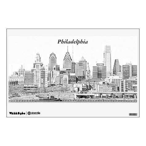 Philadelphia Skyline Sketch Wall Decal Zazzle