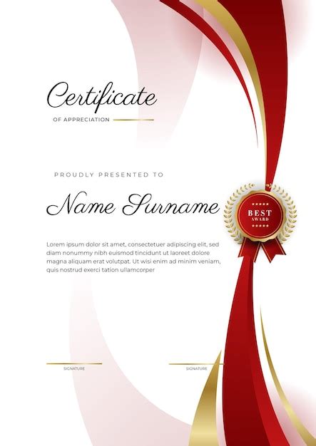 Premium Vector Elegant Dark Red And Gold Diploma Certificate Award